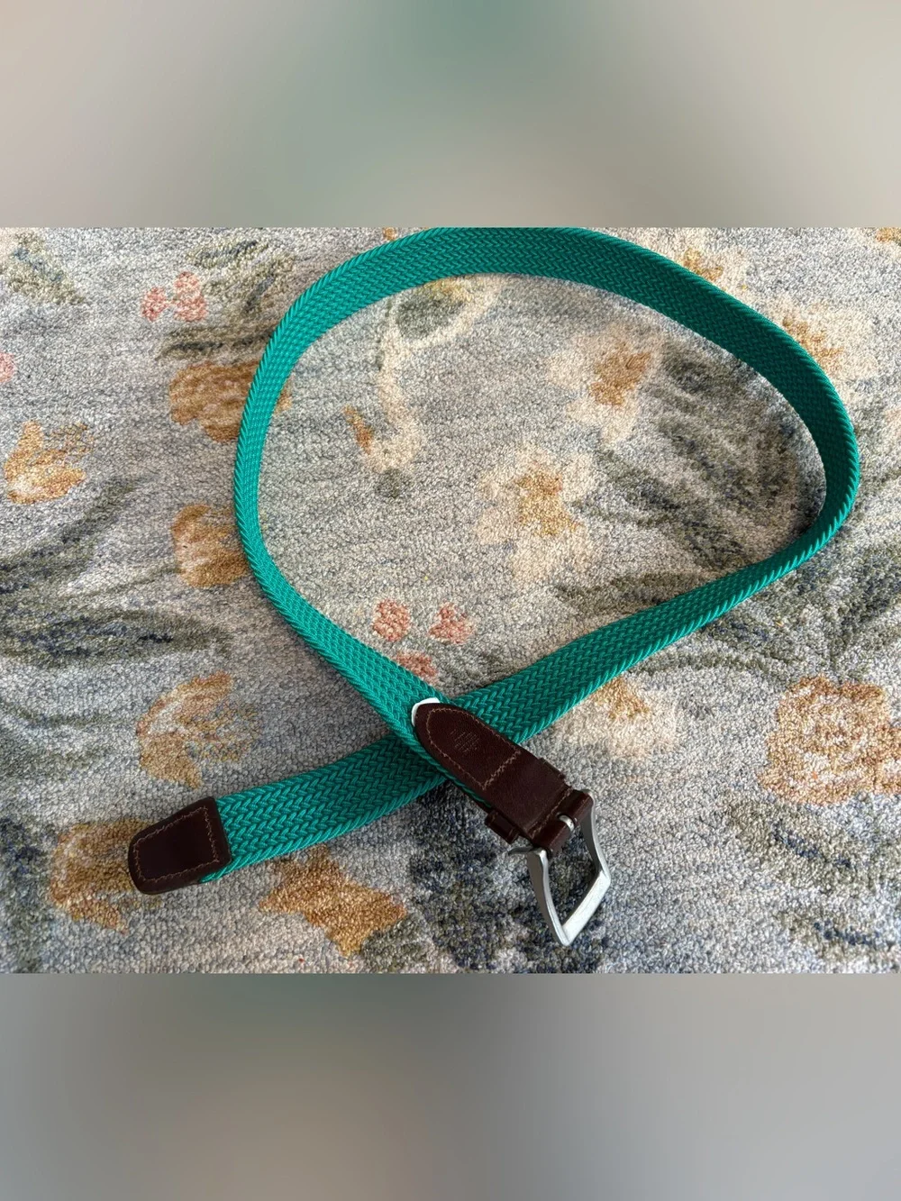 J. Crew Braided Belt in Green with Leather Detail Size Large - Picture 6 of 7